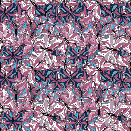 It can be used on sketch, mug prints, baby apparels, wrapping boxes etc. Vector - stock. Seamless Beautiful fabric pattern. Blue, white and pink on colors. Doodles cute pattern. Nice background.のイラスト素材