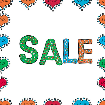 Spring background. Promotion offer with decoration on green, white and black colors. Vector illustration. Sale banner template with elements on colorful background. Card for saling. Seamless.のイラスト素材