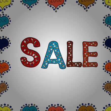 Giveaway poster, card. Seamless. Great for wrapping. Lettering. Vector. Hand drawn fashion pictures with speech design in blue, white and black colors.のイラスト素材