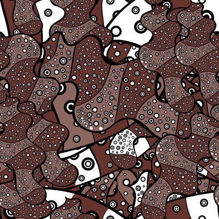 Vector texture. Doodles on a neutral, brown and black colors. Illustration. Seamless pattern Beautiful fabric background.のイラスト素材