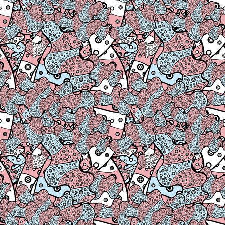 Abstract ethnic vector. Tribal art print, vintage background. Background texture, sketch, theme in pink, black and neutral colors.のイラスト素材