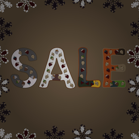 Winter sale banner design, special offer for online shopping. Illustration in gray, brown and beige colors. Seamless. Vector.のイラスト素材