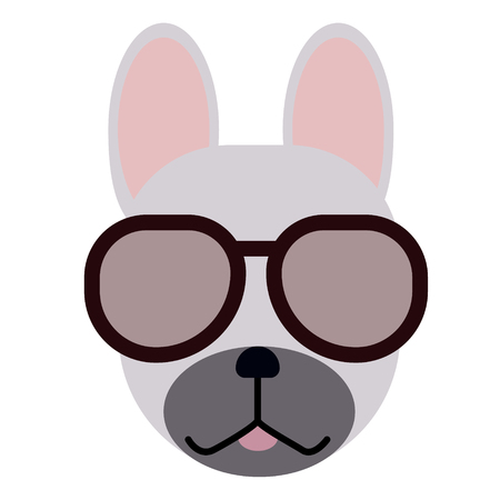 cool french bulldog wearing sunglasses simple art geometric illustrationのイラスト素材
