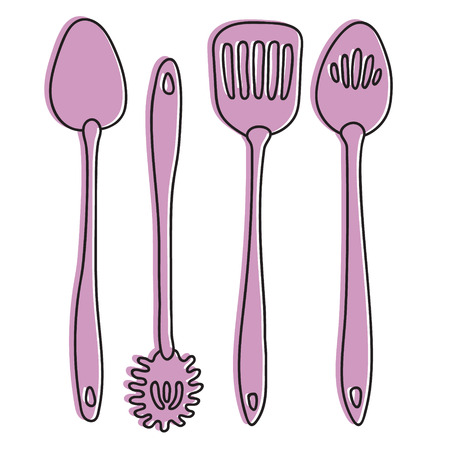 kitchen utensils hand drawn illustration. Icon, graphic symbol, part of image design , kitchen hardwareのイラスト素材