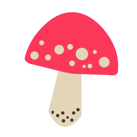 forest mushroom simple color illustration. Icon, graphic symbol, part of image design , forest wildlife related itemsのイラスト素材