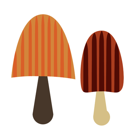 mushroom simple color illustration. Icon, graphic symbol, part of image design , forest wildlife related itemsのイラスト素材