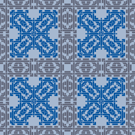 Asian look square geometric seamless pattern, abstract colorful background, texture.のイラスト素材