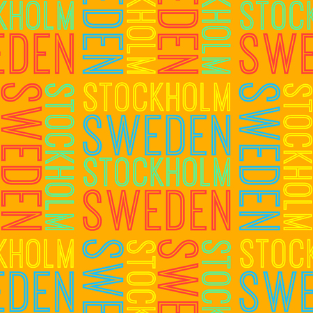 Stockholm, Sweden seamless pattern, typographic city background textureのイラスト素材