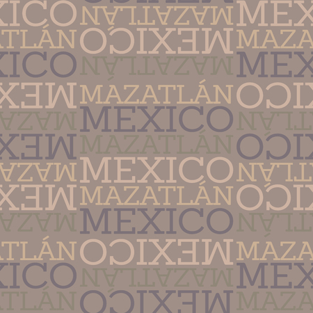 Mazatlan, Mexico seamless pattern, typographic city background textureのイラスト素材