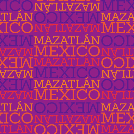 Mazatlan, Mexico seamless pattern, typographic city background textureのイラスト素材