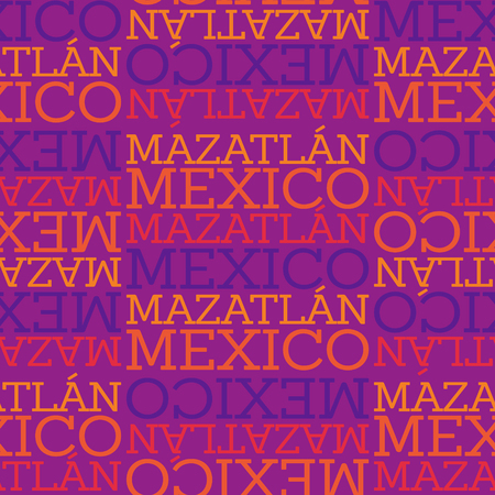 Mazatlan, Mexico seamless pattern, typographic city background textureのイラスト素材