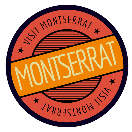 Montserrat geographic stamp. City or country label, signのイラスト素材