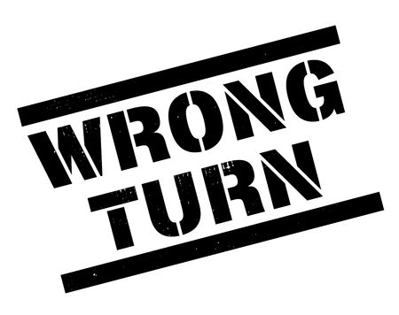 wrong turn stamp on white background. Sign, label, stickerのイラスト素材