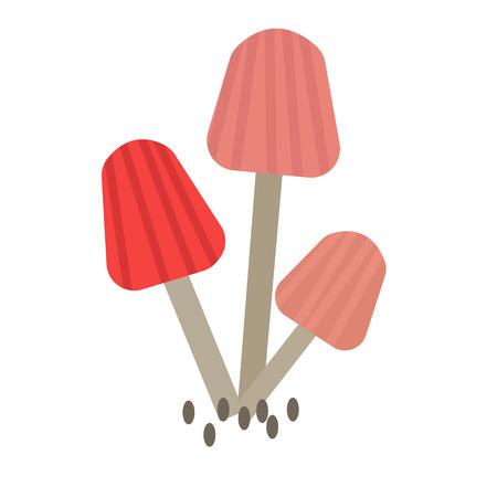 forest mushroom simple color illustration. Icon, graphic symbol, part of image design , forest wildlife related itemsのイラスト素材