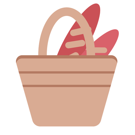 bread basket flat illustration isolated on white. City and life style seriesのイラスト素材