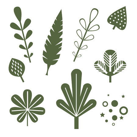 grass leaves flat illustration isolated on white. Kitchen fruit and vegetable seriesのイラスト素材