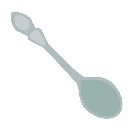 tea spoon silver retro flat simple illustration. Home and kitchen series. Tableware food and dishes.のイラスト素材