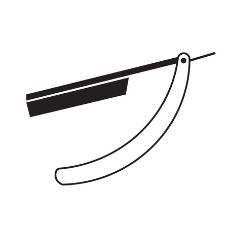 straight razor black and white simple illustration. Barbershop business and man care seriesのイラスト素材