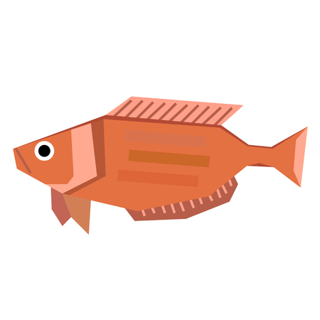 red tropical fish geometric style illustrationのイラスト素材