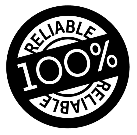 100 percent reliable stamp on white background. Sign, label, stickerのイラスト素材