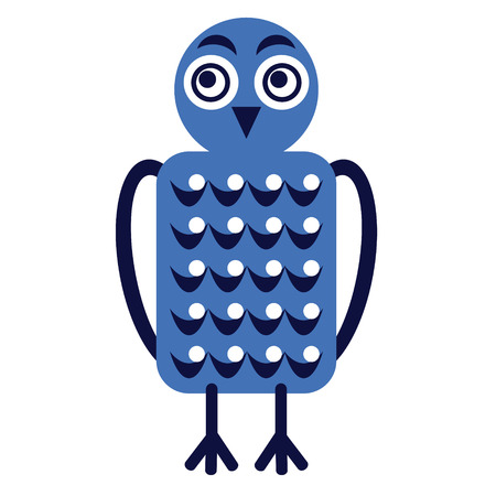 scandinavian owl flat illustration. Scandinavian style geometric decorative series.のイラスト素材