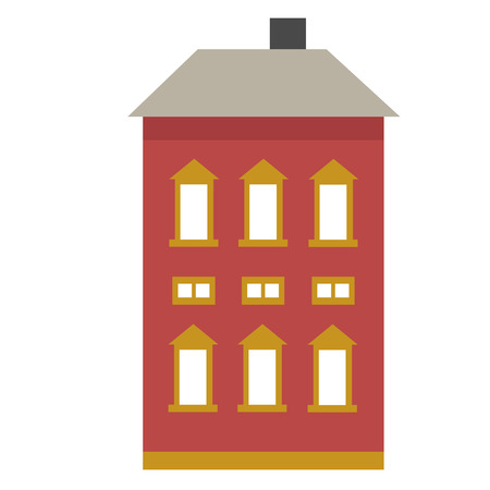 old city building flat color illustrationのイラスト素材