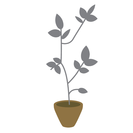 home pot plant flat illustration. Home furniture and decoration series.のイラスト素材