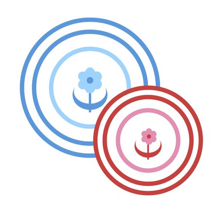 Colorful plates flat illustration. Home, travel and lifestyle series.のイラスト素材