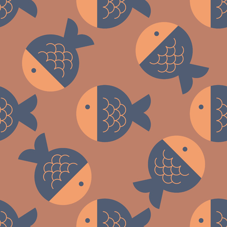 Fish geometric pattern. Simple colour design, easy to recolor.のイラスト素材