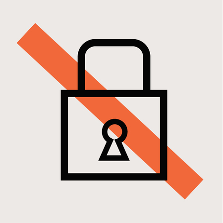 Locked icon. Vintage colour series Flat illustrationのイラスト素材