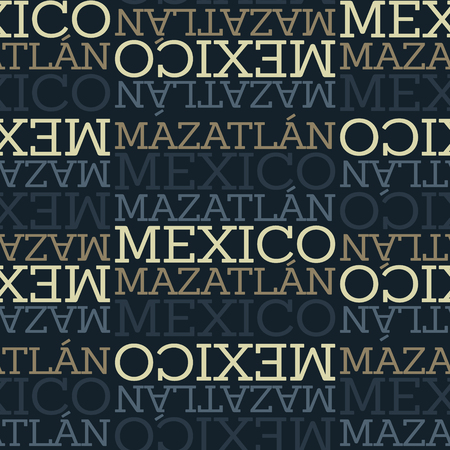 Mazatlan, Mexico seamless pattern, typographic city background textureのイラスト素材