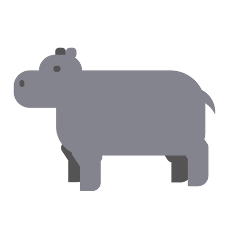 hippo flat illustration Wild life plants and animals seriesのイラスト素材