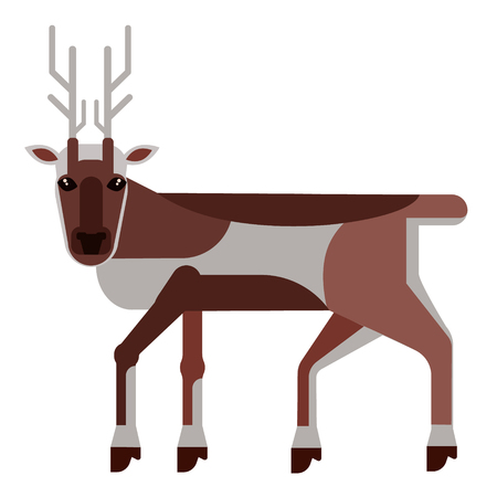 reindeer flat illustration Wild life plants and animals seriesのイラスト素材