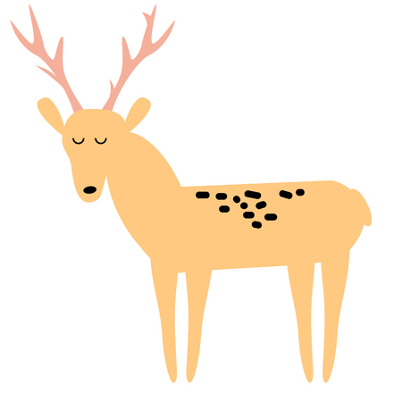 deer flat illustration Wild life plants and animals seriesのイラスト素材
