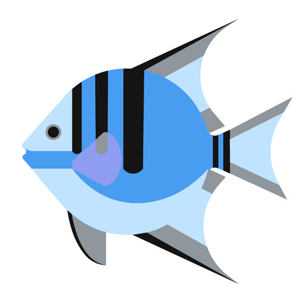 blue tropical fish flat illustration Marine creatures and underwater world seriesのイラスト素材