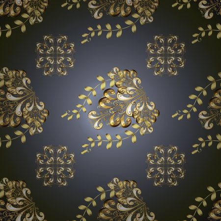 Vector oriental ornament. Seamless golden pattern. Seamless pattern on neutral and gray colors with golden elements.のイラスト素材