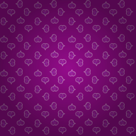 Valentines Day. Seamless pattern with Ethnic Hearts, in retro 80s style for fabric print, paper print and website backdrop. Purple, white and violet Vector illustration.のイラスト素材