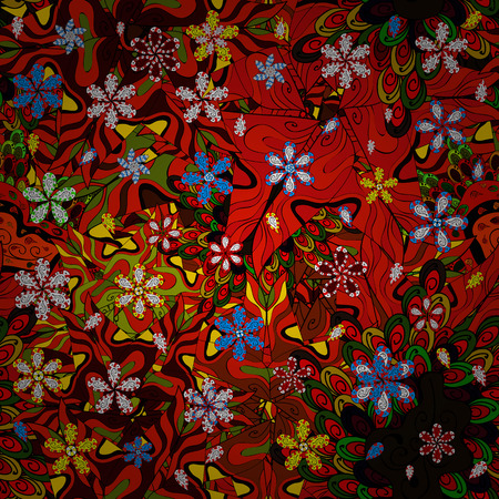 It can be used on sketch, mug prints, baby apparels, wrapping boxes etc. Brown, red and black on colors. Nice background. Vector - stock. Doodles cute pattern. Seamless Beautiful fabric pattern.のイラスト素材
