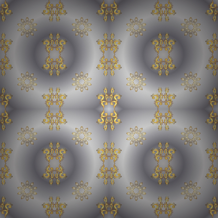 Gold Sketch on texture background. Golden element on gray and neutral colors. Damask seamless repeating background. Gold floral ornament in baroque style.のイラスト素材