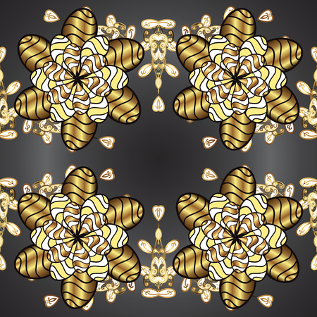 Pictures on a gray, brown and yellow colors Vector illustration. Seamless pattern Elegant decorative ornament for fashion print, scrapbook, wrapping paper, wallpaper.のイラスト素材