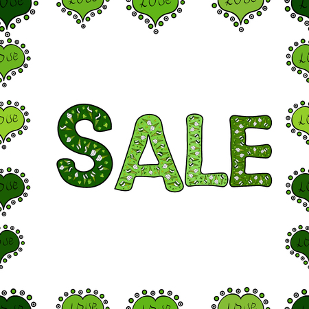 Picture in white, green and black colors. Vector illustration. Sale banner template design, Big sale special offer. Seamless. End of season special offer banner.のイラスト素材