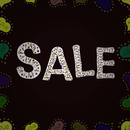 Seamless. Sale banner template design, Big sale special offer. Vector illustration. Picture in green, black and white colors. End of season special offer banner.のイラスト素材