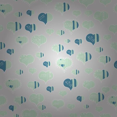 Seamless vector pattern with hearts. Drawing in sketch style on white, gray colors. Background with hand drawn symbols. Template for wrapping, decor, surface, cards, backgrounds, textile, print.のイラスト素材