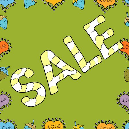 Vector illustration. Illustration on green, yellow and white colors. Hand drawn lettering giveaway for social media, blogger, banner. Typography social media icon competition. Seamless.のイラスト素材