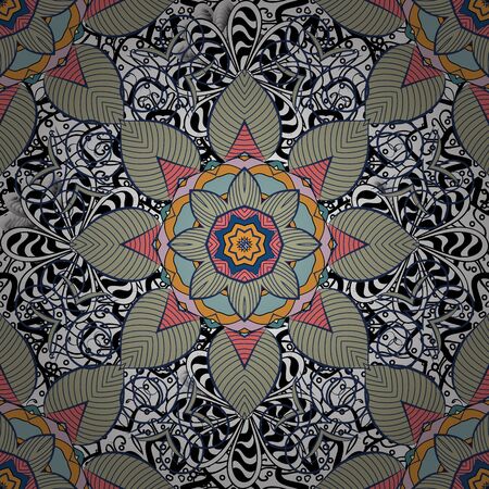 Floral seamless pattern background. Flowers on black, white and gray colors. Flower painting vector for t shirt printing.の写真素材