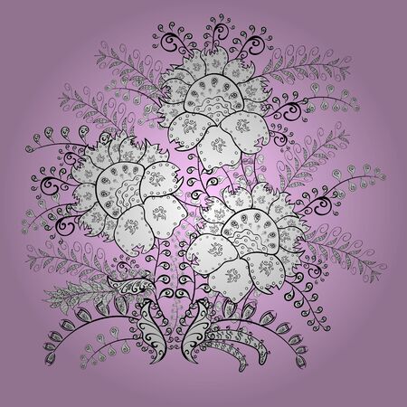 floral pattern with cute doodles flowers.  Collection of hand drawn flowers and plants.のイラスト素材