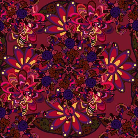 Seamless floral pattern with flowers, watercolor. Fancy fabric pattern. Vector pattern.のイラスト素材