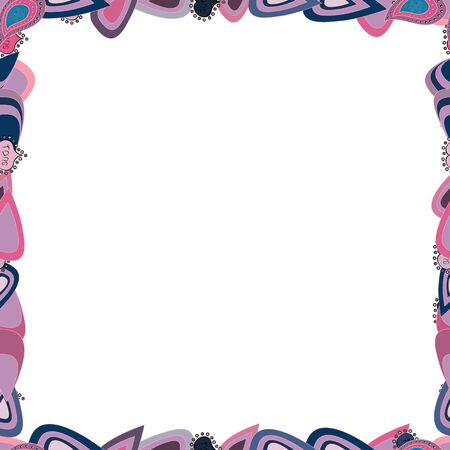 Hand-drawn doodle frames. Sketch icons for invitation, flyer, poster. Picture in neutral, blue and white colors.のイラスト素材