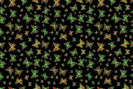 A seamless background pattern with tender teal in gray, green and black abstract watercolor butterflies. Endless. Raster illustration. Repeat print.の写真素材