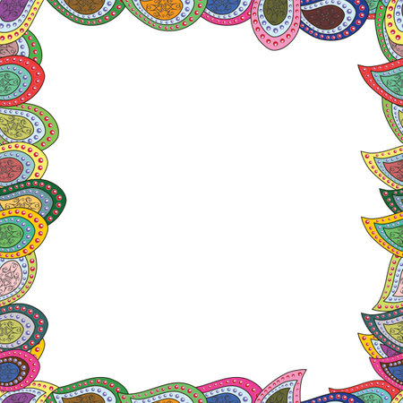 Seamless pattern. Vector illustration. Illustration in green, white and neutral colors. Square frames doodles.のイラスト素材